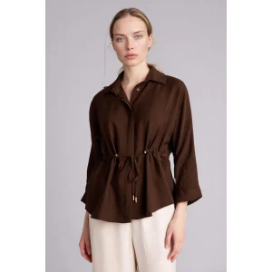 Defacto G3269AXBN539 Kahve Relax Fıt Gömlek Yaka Uzun Kollu Gömlek