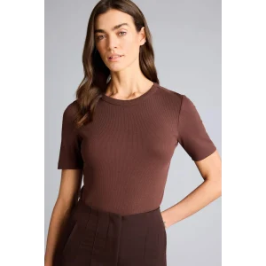 Defacto G8490AXBN320 Kahve Slım Fıt Basıc Fitilli Kaşkorse Tişört