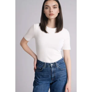 Defacto G8490AXER105 Ekru Slım Fıt Basıc Fitilli Kaşkorse Tişört