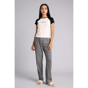 Defacto G8522AXBK81 Siyah Pijama Takımı Üst Kareli Alt