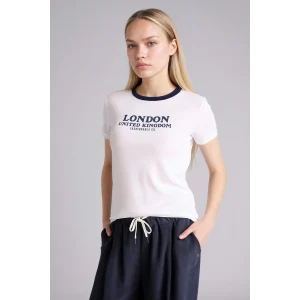 Defacto H1401AXWT34 Beyaz Regular Fıt Baskılı Ribana Tişört