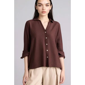 Defacto M9407AZBN341 Kahve Regular Fıt Uzun Kollu Gömlek