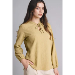 Defacto H0491AXKH497 Haki Gofre Dokulu Bluz