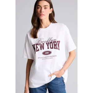 Defacto H1404AXWT34 Beyaz Oversıze Baskılı Tişört