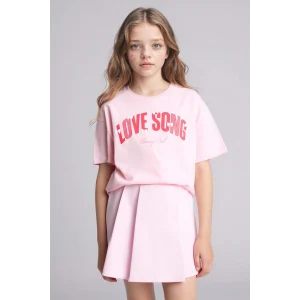 Defacto G1776A8PN637 Pembe Oversıze  Baskılı Tişört Kız Çocuk