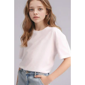 Defacto D9099A8WT34 Beyaz Relax Fıt Bisiklet Yaka Kısa Kollu Tişört Kız Çocuk