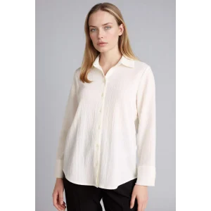Defacto H0467AXER105 Ekru Regular Fıt Gofre Dokulu Gömlek