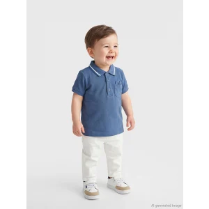 LCW baby Lacivert Polo Yaka Erkek Bebek Tişört ve Pantolon