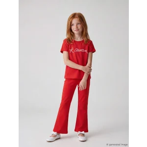 LCW Kids Kırmızı İspanyol Paça Kız Çocuk Tayt