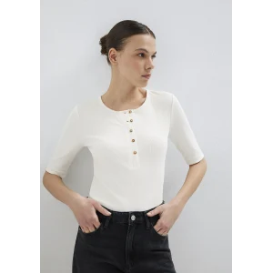 Mavi 1613852-70051 Düğme Detaylı Ekru Tişört