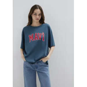 Mavi 1600843-70771 Mavi Logo Baskılı Mavi Tişört