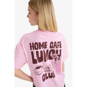 Defacto G2510AXPN606 Pembe Oversıze Sırt Baskılı Tişört