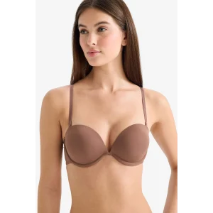 Defacto T8481AZBN307 Kahve Micro Kaplı Yarım Dolgulu Balenli Straplez Sütyen
