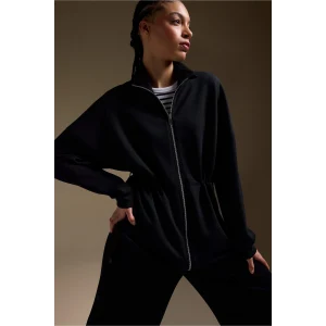 Defacto G2602AXBK81 Siyah Long  Fıt Dik Yaka Modal Hırka