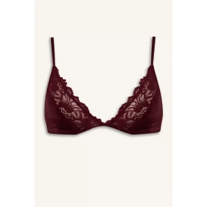 Defacto F9387AXBR210 Bordo Dantel Detaylı Saten Kapsız Pedsiz Balensiz Bralet