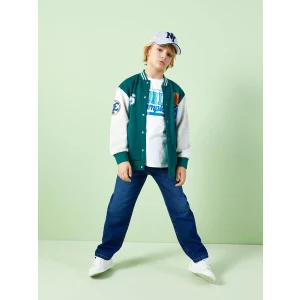 LCW Kids Beyaz Bisiklet Yaka Baskılı Kısa Kollu Erkek Çocuk Tişört