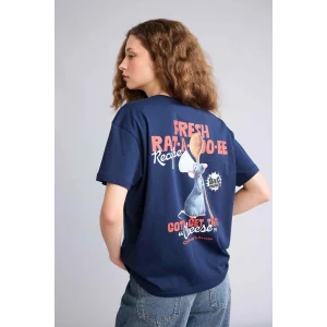 Defacto G8728AXNV256 Lacivert Ratatouille Oversıze Sırt Baskılı Tişört