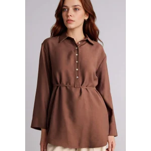 Defacto G7263AXBN323 Kahve Regular Fıt Modal Uzun Kollu Tunik