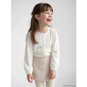 LCW Kids Ekru Fiyonklu Poplin Kız Çocuk Gömlek
