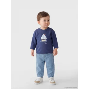 LCW baby Lacivert  Baskılı Erkek Bebek Sweatshirt ve Pantolon Takım