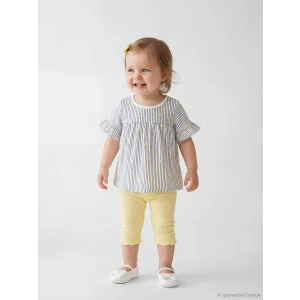 LCW baby Mor Çizgili Kız Bebek Bluz ve Tayt