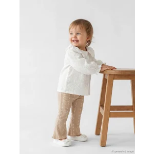 LCW baby Ekru Bebe Yaka Kız Bebek Gömlek ve Tayt