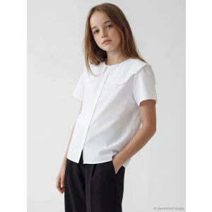 LCW Kids Beyaz Bebe Yaka Kız Çocuk Poplin Gömlek