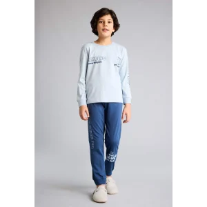 Defacto G9976A8BE523 Mavi 2li Pijama Takımı Erkek Çocuk