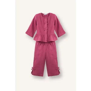 Defacto G8736A5BR123 Bordo Müslin 2li Takım Kız Bebek