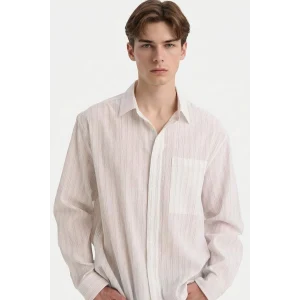 Defacto F8609AXER105 Ekru Esnek Kumaş Boxy Fit Gömlek