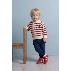 Defacto G6297A5ER118 Ekru 2li Takım Çizgili Sweatshirt Pantolon Erkek Bebek