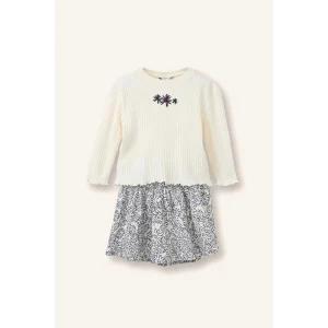 Defacto G8183A5ER105 Ekru Floral Fitilli Kaşkorse 2li Takım Kız Bebek