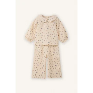 Defacto G8739A5ER99 Ekru Çiçekli Müslin 2li Takım Kız Bebek