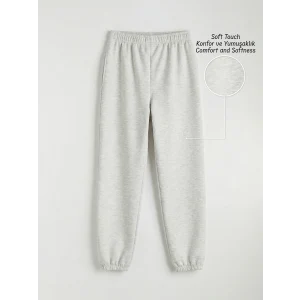 LCW Kids Gri Beli Lastikli Kız Çocuk Soft Touch Jogger Eşofman Altı