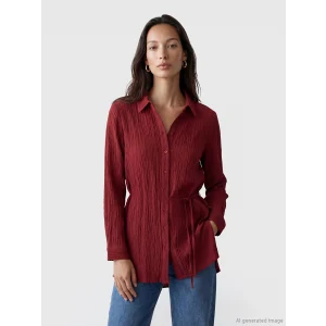 LCWAIKIKI Classic Bordo Dokulu Kadın Gömlek Tunik