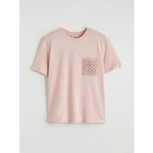 LCW Vision Pembe Bisiklet Yaka Nakışlı Kadın Tişört