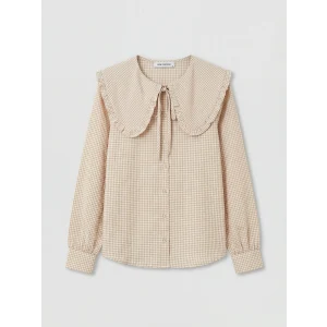 LCW Modest Bej Bebe Yaka Ekose Fırfırlı Bluz