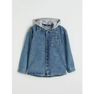 LCW Kids İndigo Kapüşonlu Erkek Çocuk Jean Gömlek