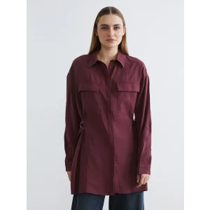 LCW EVERYDAY Bordo Modal Karışımlı Büzgülü Kadın Gömlek Tunik