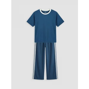 LCW Kids İndigo Bisiklet Yaka Kız Çocuk Tişört ve Eşofman Altı