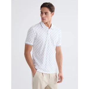 LCWAIKIKI Classic Beyaz Desenli Standart Fit Erkek Polo Yaka Tişört