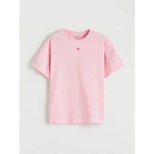 LCW Kids Pembe Bisiklet Yaka Nakış Detaylı Kız Çocuk Tişört