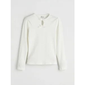 LCW Kids Ekru Fiyonk Detaylı Kız Çocuk Tişört