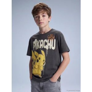 LCW Kids Antrasit Pikachu Baskılı Erkek Çocuk Tişört
