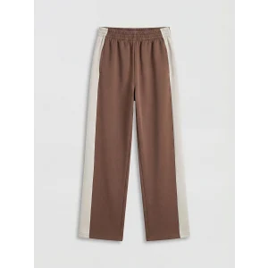 LCW Kids Kahverengi Şeritli Geniş Paça Kız Çocuk Eşofman Altı