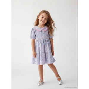 LCW Kids Mavi Çiçekli Kız Çocuk Elbise