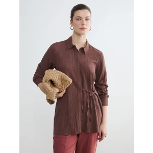 LCWAIKIKI Classic Kahverengi Dokulu Kadın Gömlek Tunik