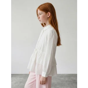LCW Girls Studio Beyaz Bebe Yaka Fırfırlı Kız Çocuk Poplin Gömlek