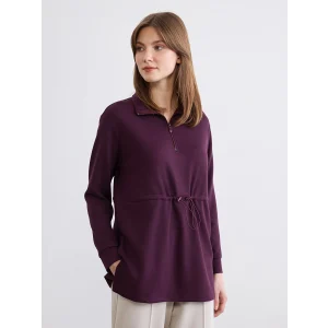 LCWAIKIKI Classic Mürdüm Soft Touch Oversize Kadın Sweatshirt Tunik