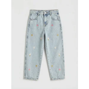 LCW Kids Mavi Balloon Fit Nakışlı Kız Çocuk Jean Pantolon